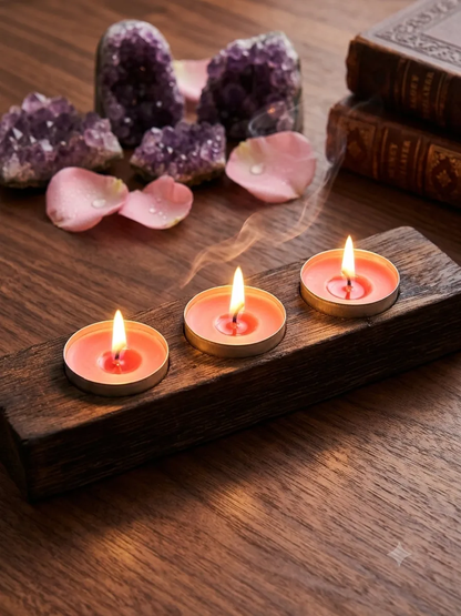 triple tea light candle holder | decorative tea light candle holder | wooden candle holder | three tea light candle stand | table centerpiece candle holder | home decor candle holder | modern candle holder | wedding candle centerpiece | decorative candle stand | elegant tea light holder