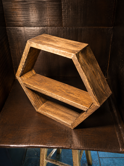 wooden hexagon wall shelf | wooden floating hexagon shelf | geometric wooden wall shelf | rustic hexagon shelf | farmhouse wall shelf | wooden display shelf | hexagon plant shelf | wooden wall décor shelf | floating wooden shelf | handmade hexagon wall shelf