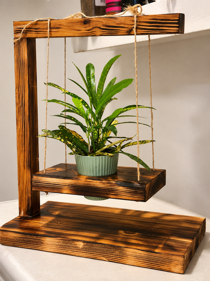 wooden plant swing | hanging wooden plant shelf | wooden hanging planter | rustic plant swing | wooden plant hanger | hanging plant display | farmhouse plant shelf | boho wooden plant holder | indoor hanging plant shelf | handmade wooden plant swing