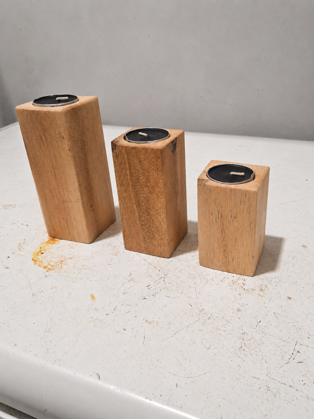 wooden triple candle holder | handcrafted wooden candle stand | rustic tea light holder | farmhouse candle holder | wooden home décor | decorative candle centerpiece | wooden table decoration | triple step candle holder | natural wood candle stand | wooden tea light holder