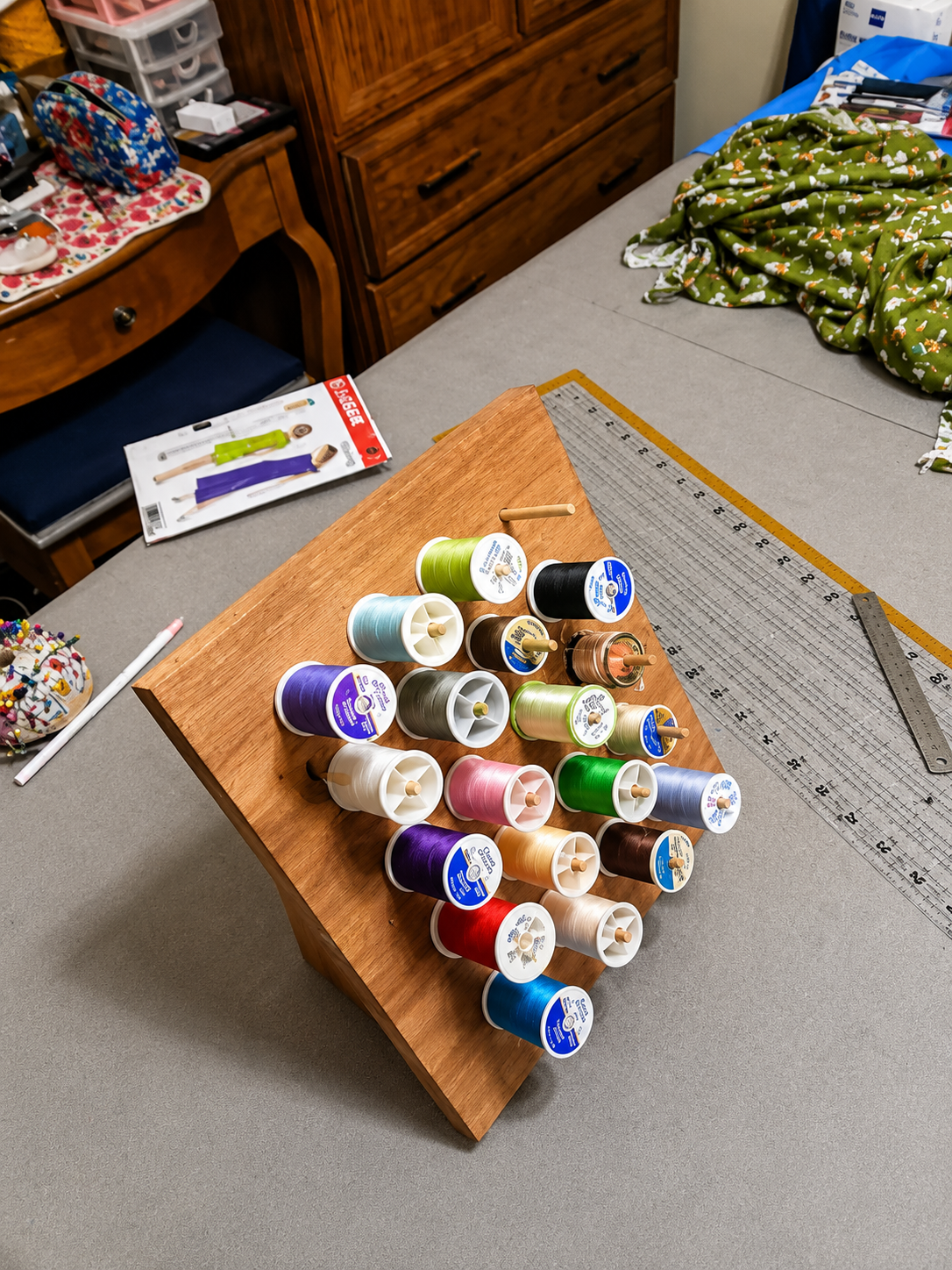 wooden thread caddy | wooden thread organizer | wooden thread spool holder | sewing thread caddy | wooden spool organizer | quilting thread holder | embroidery thread storage | wooden sewing organizer | thread spool storage rack | handmade wooden thread holder